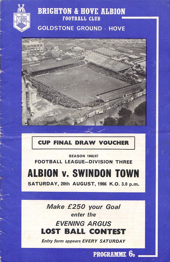 <b>Saturday, August 20, 1966</b><br />vs. Brighton and Hove Albion (Away)